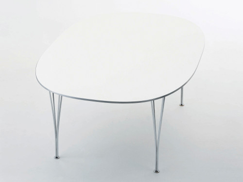  Fritz Hansen Table Series Super-Circular Span Base Dining Table by Piet Hein, Bruno Mathsson and Arne Jacobsen