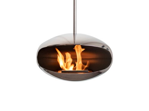 Cocoon Fires Aeris Hanging Cocoon Fireplace Stainless Steel by Federico Otero