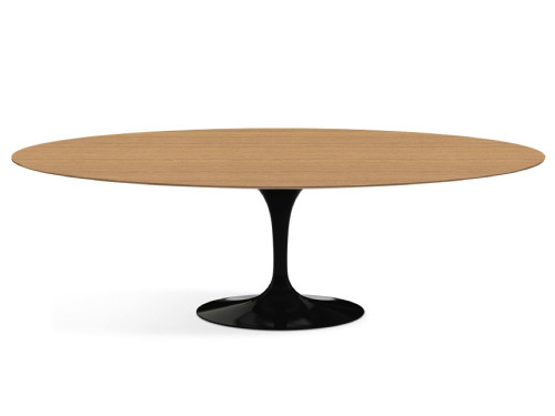 Knoll Saarinen Tulip Oval Dining Table - Black Base - Wood Top