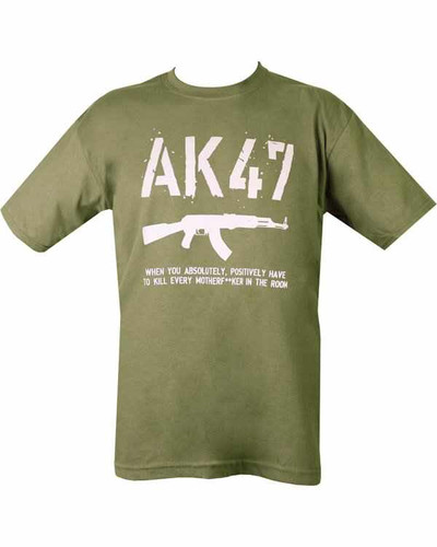 Military Printed AK47 T Shirt Olive Green