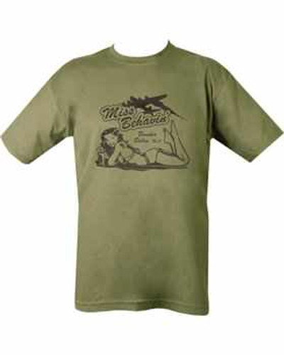 Military Printed Miss Behavin T Shirt Olive Green