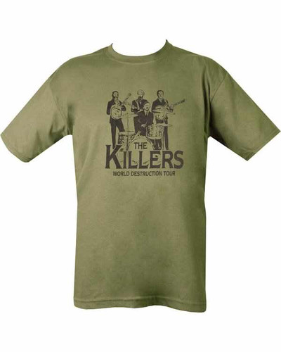 Military Printed The killers T Shirt Olive Green