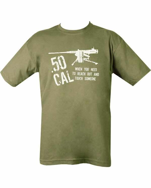 Military Printed 50 cal T Shirt Olive Green