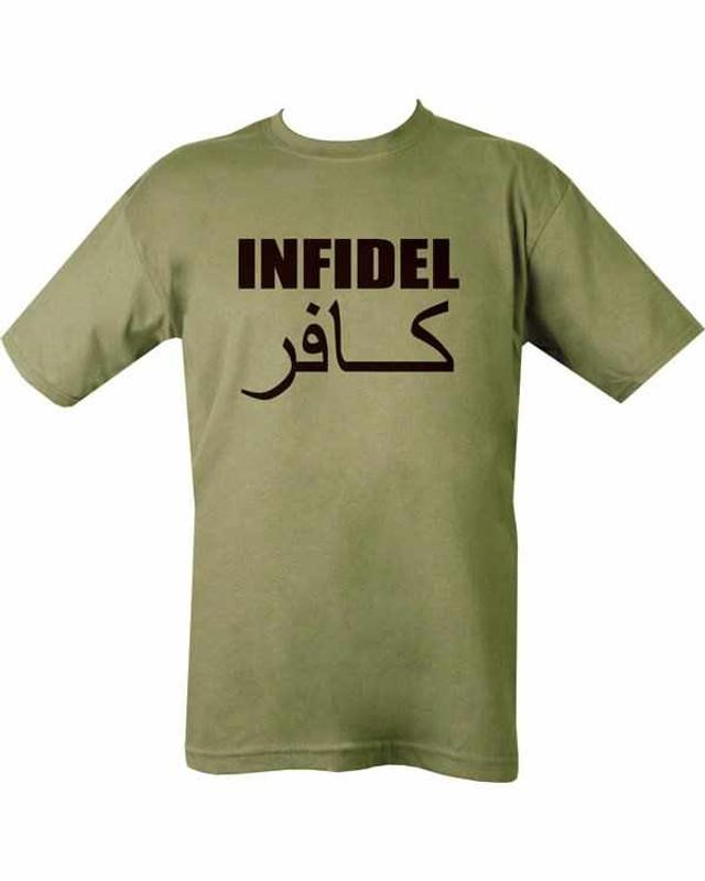 Military Printed Infidel T Shirt Olive Green