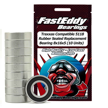 Traxxas Compatible 5118 Rubber Sealed Replacement Bearing 8x16x5 (10 Units)