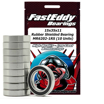 15x35x11 Rubber Sealed Bearing 6202-2RS (10 Units)