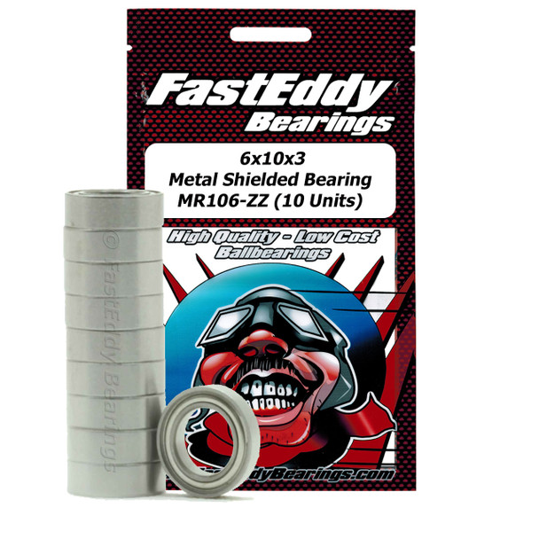 6x10x3 Metal Shielded Bearing MR106-ZZ (10 Units)