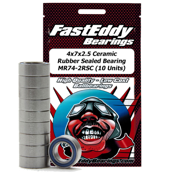 4x7x2.5 Ceramic Rubber Sealed Bearing MR74-2RSC (10 Units)