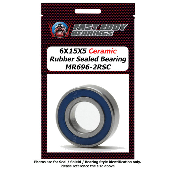 6X15X5 Ceramic Rubber Sealed Bearing MR696-2RSC