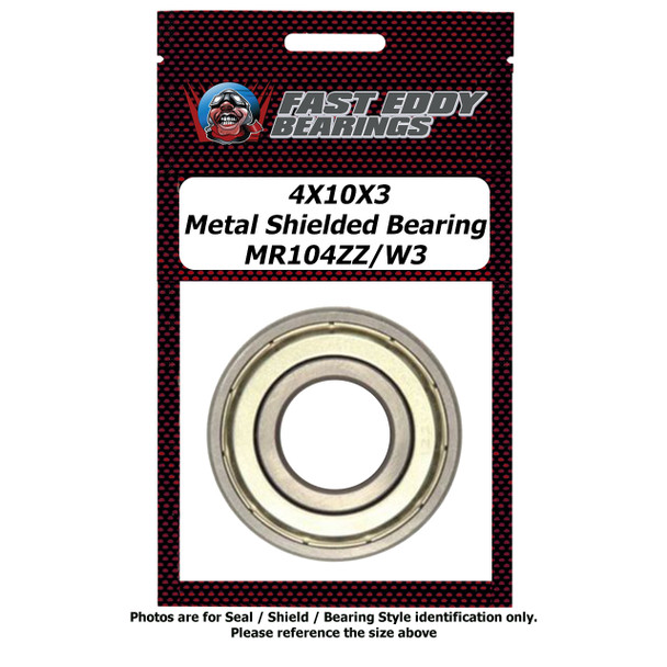 4X10X3 Metal Shielded Bearing MR104ZZ/W3