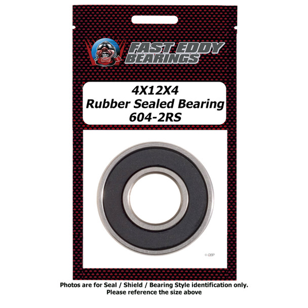 4X12X4 Rubber Sealed Bearing 604-2RS