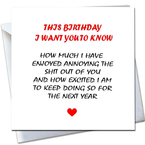 BIRTHDAY CARD Funny Love Heart Friend Boy Girl Friend Partner Wife Husband 