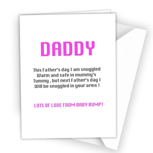 Daddy to Be Love from Baby Bump 1st Father's Day Card Dad Fathers Card Pink A34