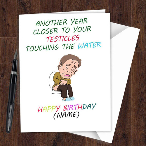 Funny Birthday Card Personalized Rude Adult for Men Male Dad Father Testicles C01