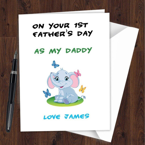 1st Father's Day Dad Step Dad Father Personalized Father's Day Greetings Card E07