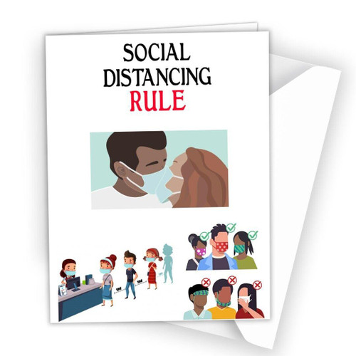 Funny Birthday Card Rude Adult for Men Women Social distancing Rule be Safe S015