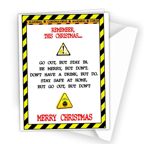 Funny Joke Merry Christmas Xmas Greeting Card be Cautious be Safe Lockdown S16