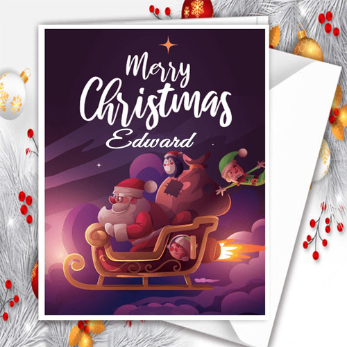 Personalised Customised Merry Christmas Xmas Greeting Card for Mummy, Daddy, Son, Daughter W11