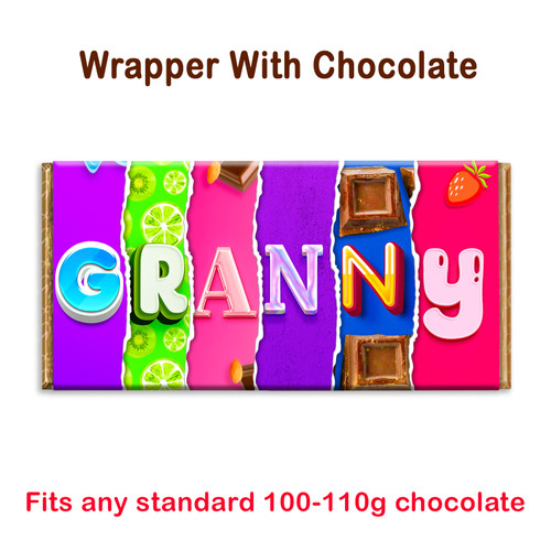 Granny Novelty Chocolate Bar Wrapper Label Gift Present For Birthday Christmas