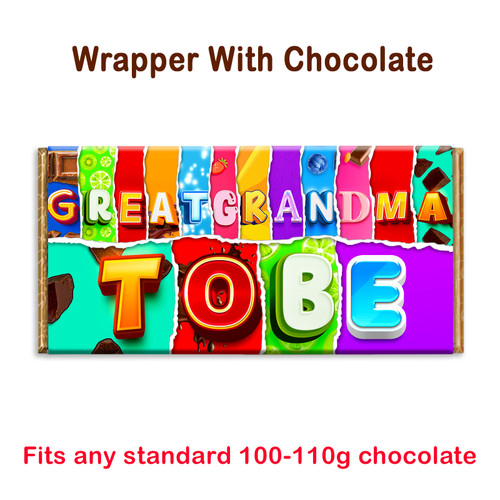 Great Grandma to be Novelty Chocolate Bar Wrapper Gift for Birthday Grand mother