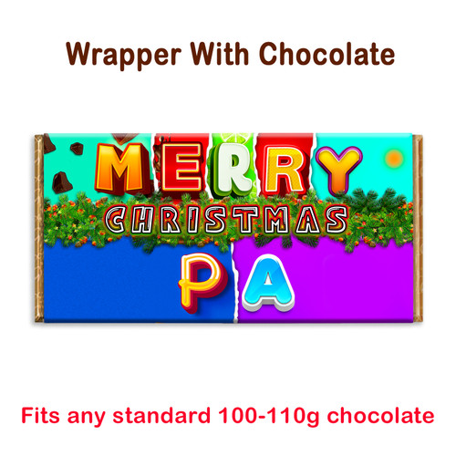 Merry Christmas Pa Novelty Chocolate Bar Wrapper Gift Present For Dad Daddy