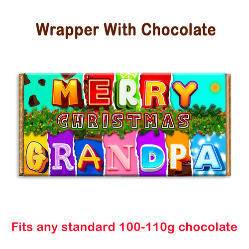 Merry Christmas Grandpa Novelty Chocolate Bar Wrapper Gift Present for Grandad