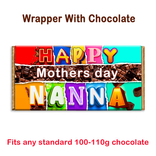 Happy Mother's Day Nanna Novelty Chocolate Bar Wrapper Gift Present For Grandma