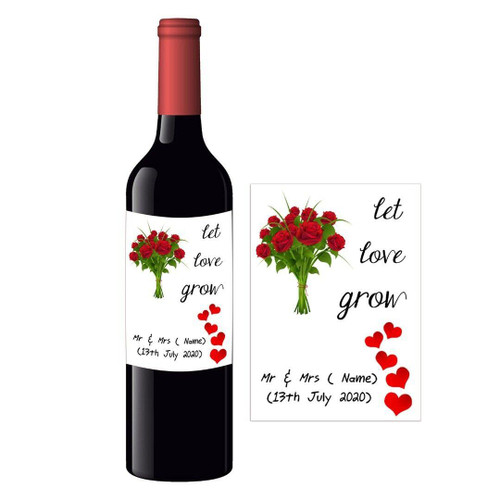 Personalised Bottle Label Anniversary Couple Let Love Grow Suitable for Bottle of Wine