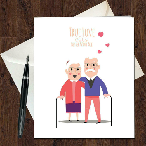 Anniversary Card Mothers Day Wife Husband Old Couple Friend Grand Mom Dad