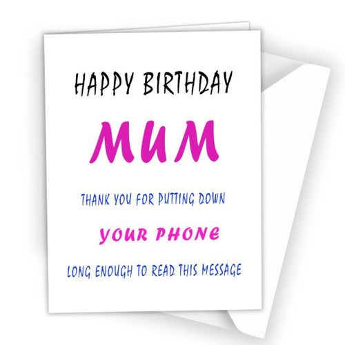 Birthday Card Mum Mummy Mother Stepmum Funny Happy Rude Joke for Phone 266