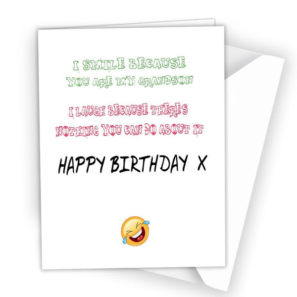 Birthday Card Grandson Funny Happy Rude Joke Child Boy for Son in Law Phone 274