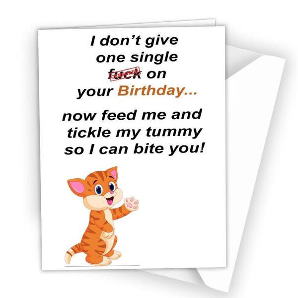 Birthday Card to Mum Dad Husband Wife from Cat Kitten Pet Adult Happy 0524
