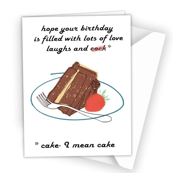 Birthday Card to Husband Girl Boy Friend Wife Partner Funny Joke Cake C*ck 0526