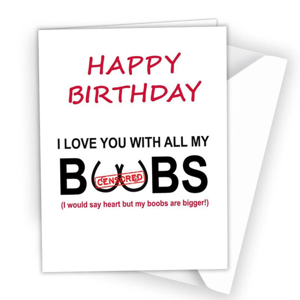 Birthday Card Funny Rude Adult Boobs Greeting for Boyfriend Husband Partner
