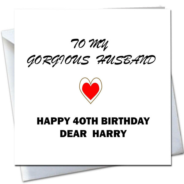 HAPPY BIRTHDAY CARD for Husband Partner with Love Heart Name Age Customized Card