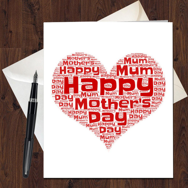 Personalised Mothers Day Heart Card for Mum Mom Mummy Grandma Nanny Mother 637