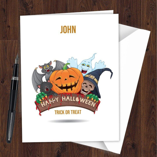 Personalized Funny Creepy horrified Scary Awesome Funny Happy Halloween Card E14