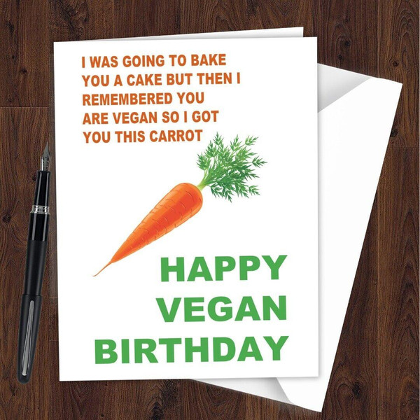 Funny Joke Rude Hilarious Vegan Birthday Card Veganism Vegetarian Herbivore E21