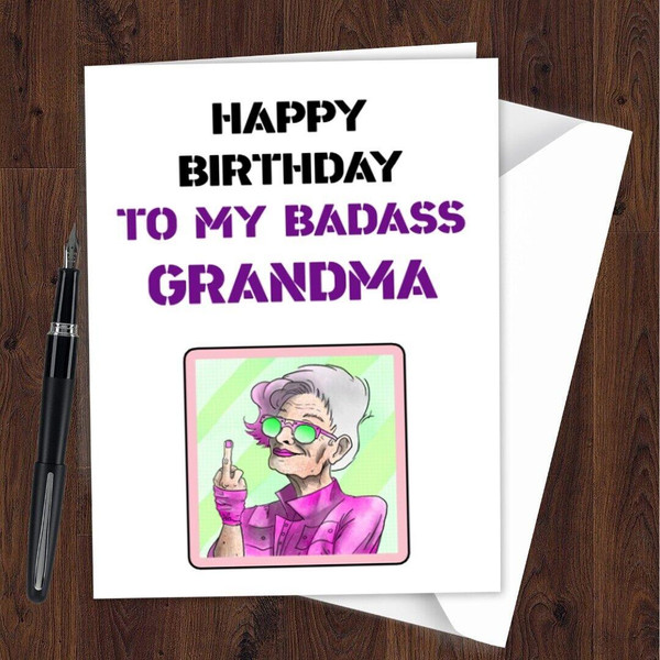 Happy Birthday Card for Grandma Badass Funny Joke Hilarious L141