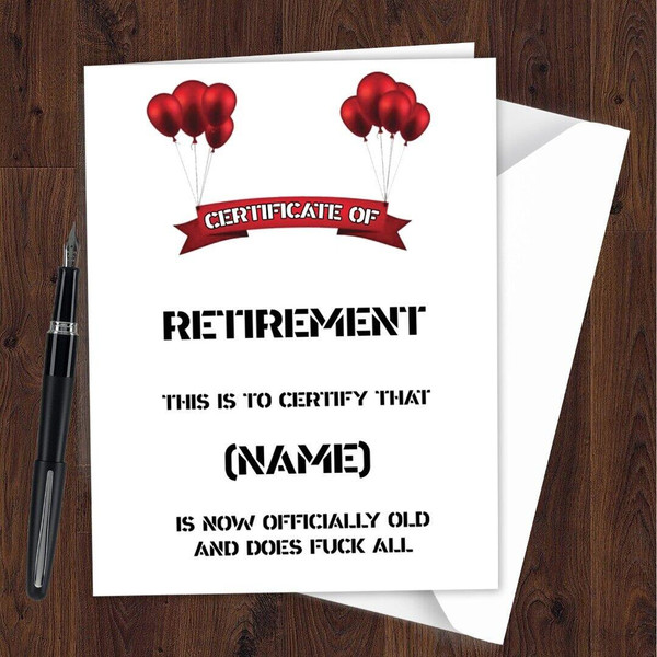 Personalized Funny Retirement Card Congratulations Retiring Men Women Rude L153
