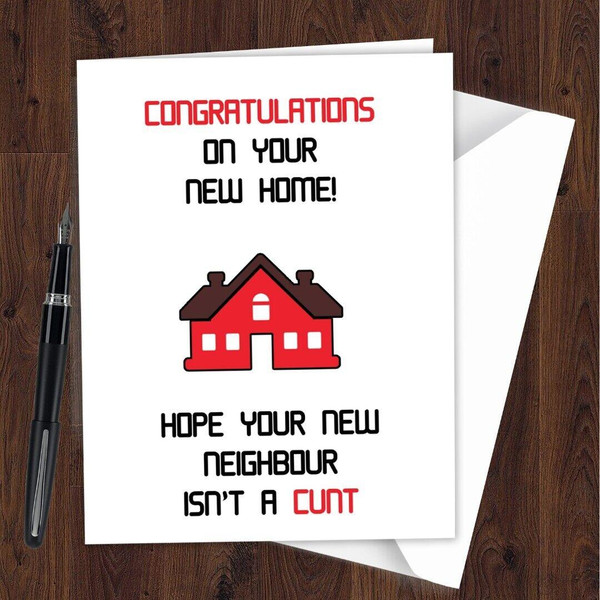 New Home House Mortgage Good Luck Moving Card Funny Rude Congratulations L195