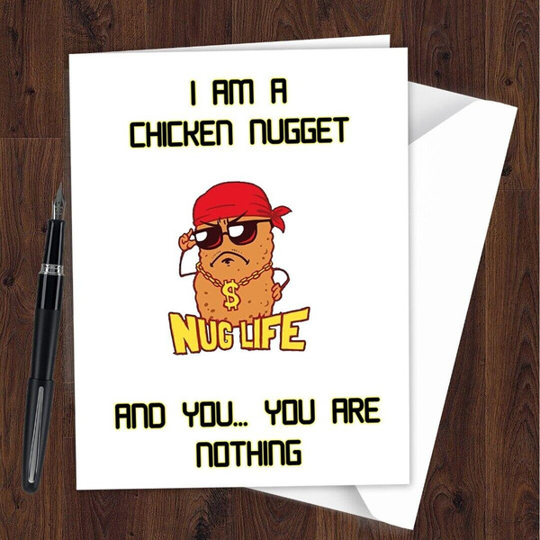 Funny Rude Hilarious Happy Birthday Card for Men Women Chicken Nugget Theme L199