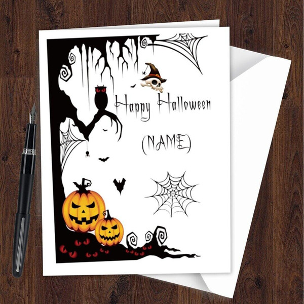 Personalised Customised Happy Halloween Card for Kids, Children, Son, Daughter, Friends (Q03)