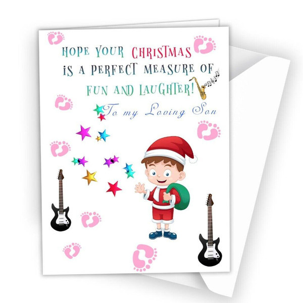 Personalise Christmas Card Xmas Greetings Cards Grandson Son Nephew Boy R46
