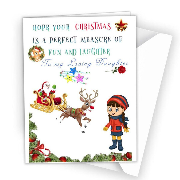Personalise Christmas Card Xmas Greetings Cards Granddaughter Niece Daughter R47