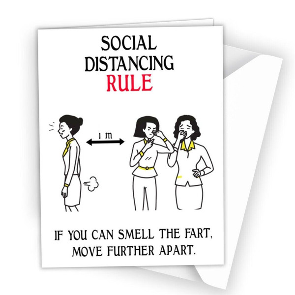 Funny Birthday Card Rude Adult for Men Women Social distancing Rule be Safe S013