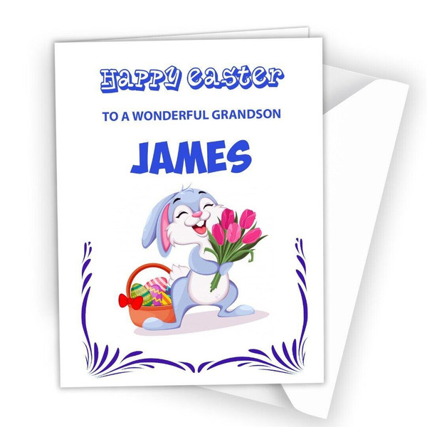 Personalised Peter Rabbit Easter Cards for Son, Daughter, Grandson Granddaughter, Nephew