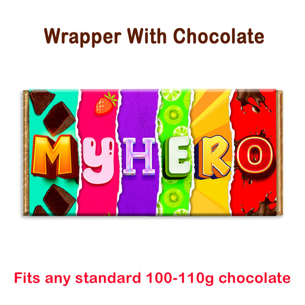My Hero Chocolate Bar Wrapper Novelty Gift for Father Dad Boyfriend Husband Love