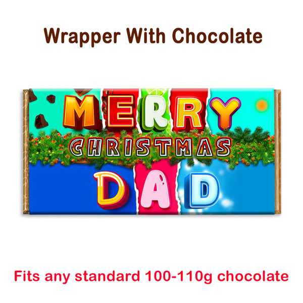 Merry Christmas Dad Novelty Chocolate Bar Wrapper Lovely Gift Present For Xmas