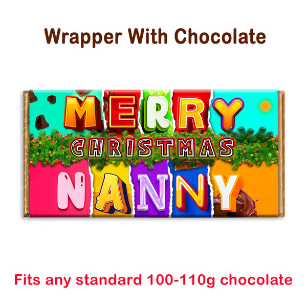Merry Christmas Nanny Novelty Chocolate Bar Wrapper Lovely Gift Present For Xmas